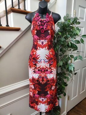A New Approach Women's Multicolor Round Neck Sleeveless Knee Length Dress Size 4